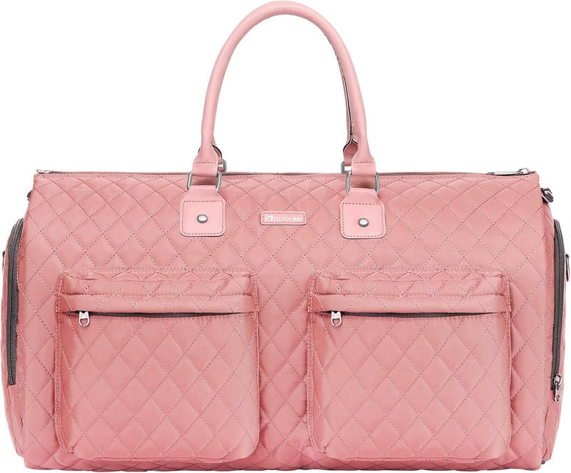 Modoker Womens Convertible Garment Bags for Travel, Waterproof Carry On Garment Bag Garment Duffel Bag - 2 in 1 Hanging Suitcase Suit Travel Luggage Bag, Pink - Image 1